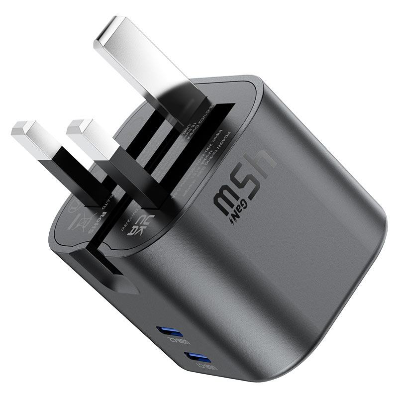 AceFast | 18500 | A121 | PD45W Folding Gan (C+C) Charger Metal | Black AceFast | 18500 | A121 | PD45W Folding Gan (C+C) Charger Metal | Black